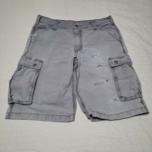 Carhartt Cargo Shorts Mens Size 34 Classic Grey Relaxed Fit Force Chino Shorts